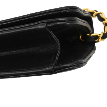 Chanel 1996-1997 Black Lambskin Pushlock Mini Full Flap Shoulder Bag