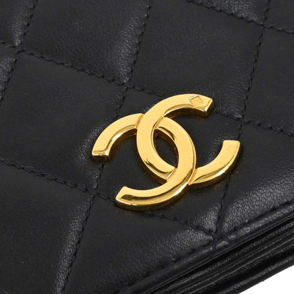 Chanel 1996-1997 Black Lambskin Pushlock Mini Full Flap Shoulder Bag