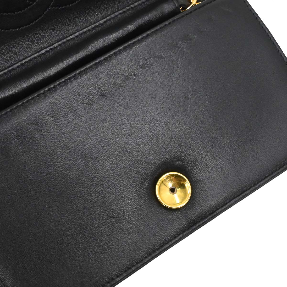 Chanel 1996-1997 Black Lambskin Pushlock Mini Full Flap Shoulder Bag