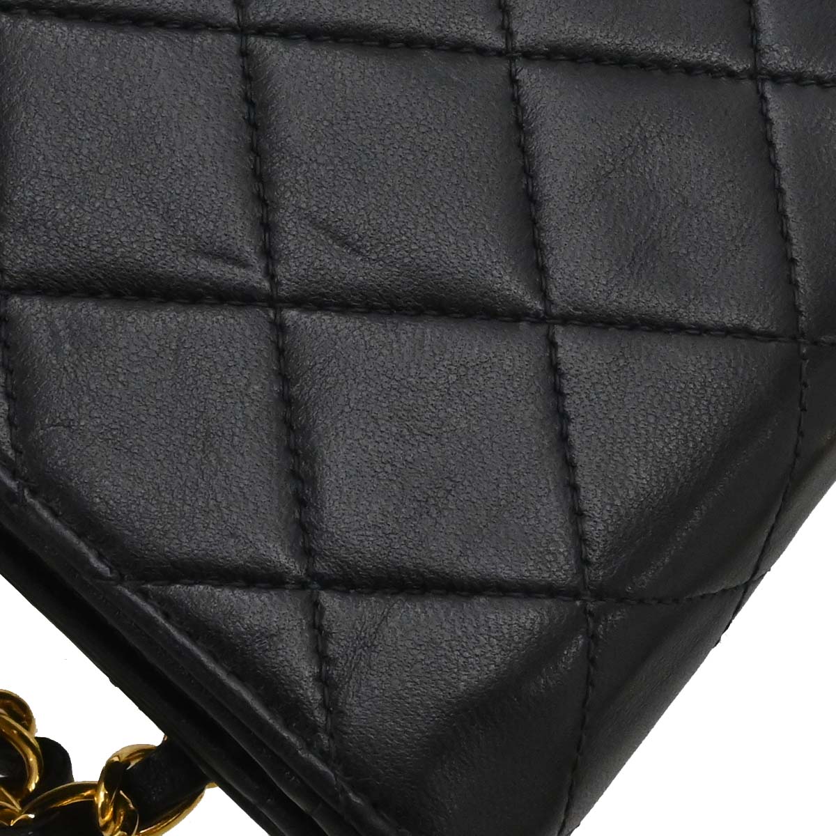 Chanel 1996-1997 Black Lambskin Pushlock Mini Full Flap Shoulder Bag
