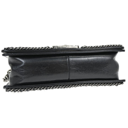 Boy Chanel 2016-2017 Black Calfskin Medium Chain Shoulder Bag