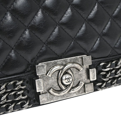 Boy Chanel 2016-2017 Black Calfskin Medium Chain Shoulder Bag
