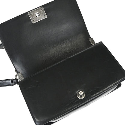 Boy Chanel 2016-2017 Black Calfskin Medium Chain Shoulder Bag