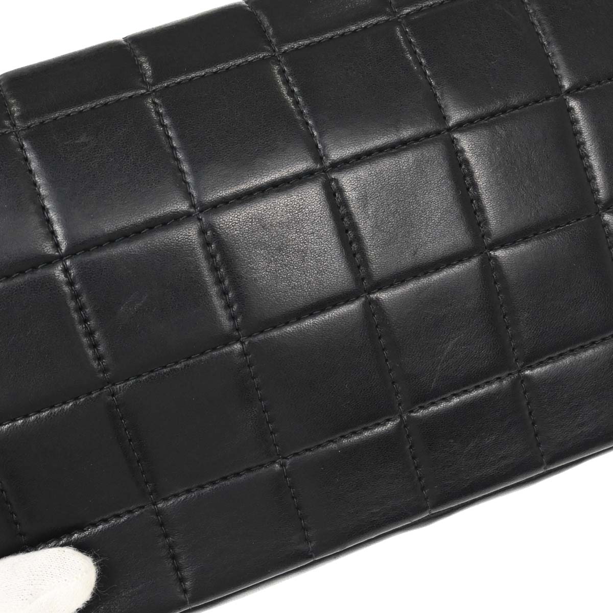 Chanel 2000-2002 Black Lambskin Choco Bar East West Shoulder Bag