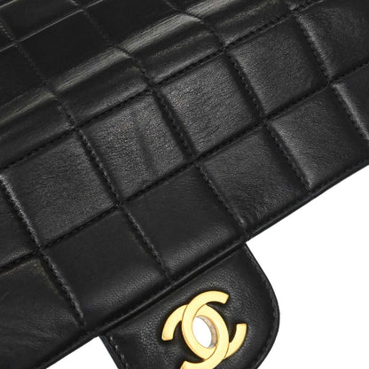 Chanel 2000-2002 Black Lambskin Choco Bar East West Shoulder Bag