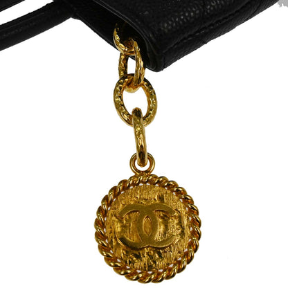Chanel Black Caviar Skin Medallion Tote Handbag