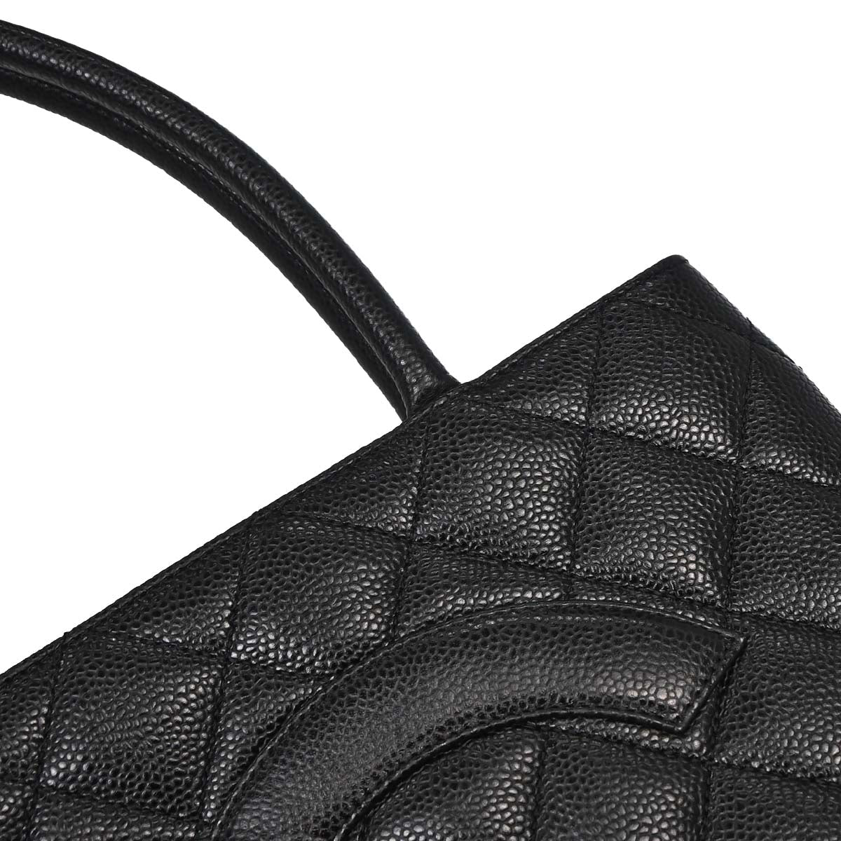 Chanel Black Caviar Skin Medallion Tote Handbag