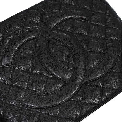 Chanel Black Caviar Skin Medallion Tote Handbag