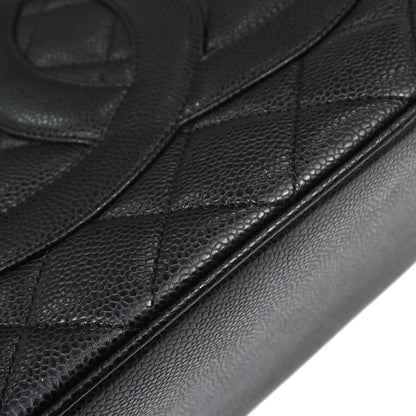 Chanel Black Caviar Skin Medallion Tote Handbag