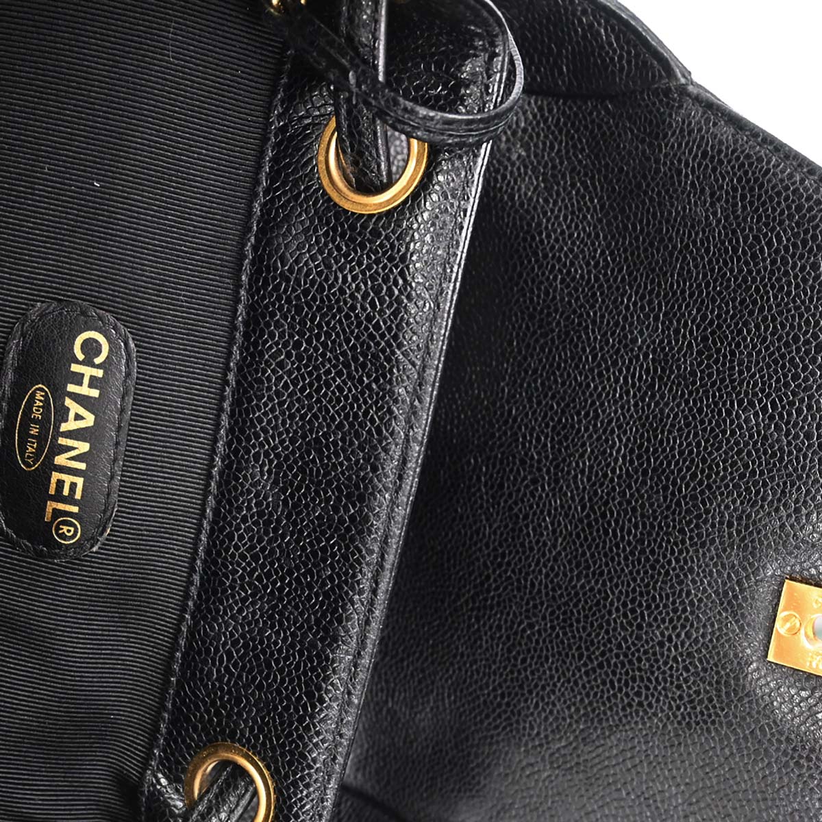 Chanel 1996-1997 Black Caviar Skin Triple CC Backpack