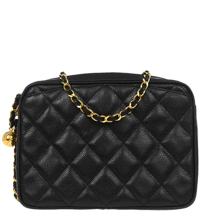 Chanel 1991-1994 Black Caviar Skin Camera Bag Small