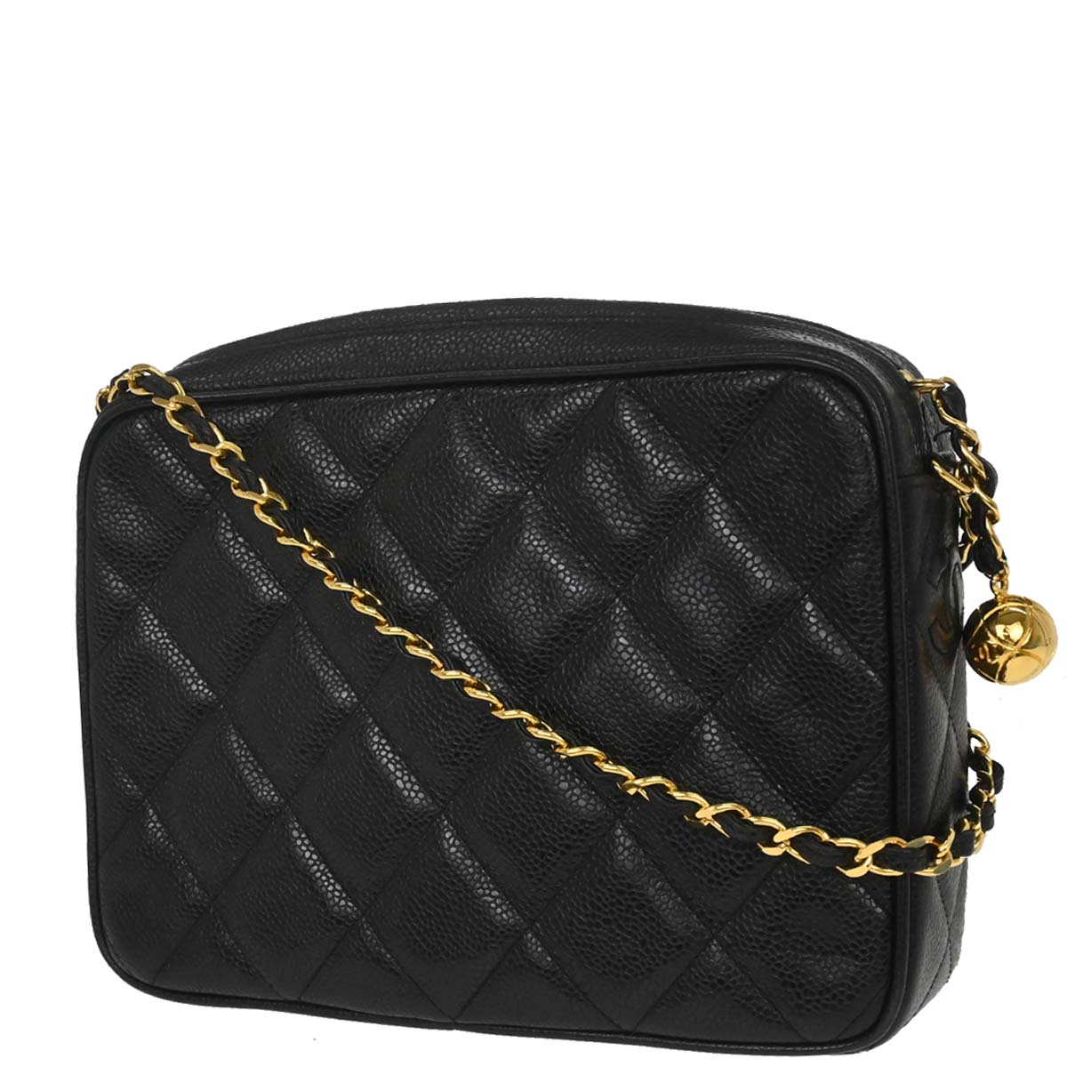 Chanel 1991-1994 Black Caviar Skin Camera Bag Small