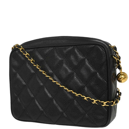 Chanel 1991-1994 Black Caviar Skin Camera Bag Small