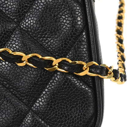 Chanel 1991-1994 Black Caviar Skin Camera Bag Small