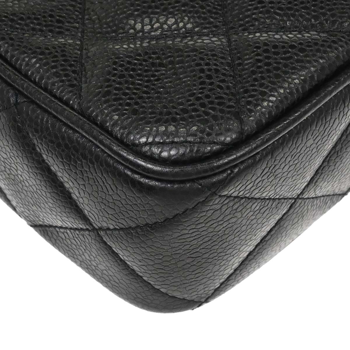 Chanel 1991-1994 Black Caviar Skin Camera Bag Small