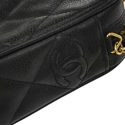 Chanel 1991-1994 Black Caviar Skin Camera Bag Small