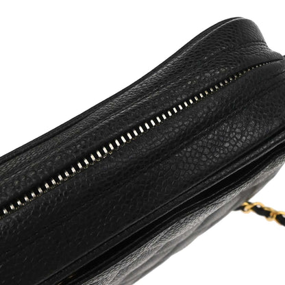 Chanel 1991-1994 Black Caviar Skin Camera Bag Small