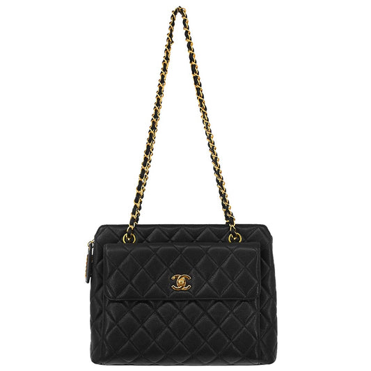 Chanel 1996-1997 Black Caviar Skin Shoulder Bag