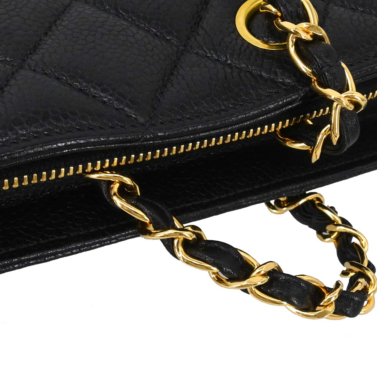 Chanel 1996-1997 Black Caviar Skin Shoulder Bag