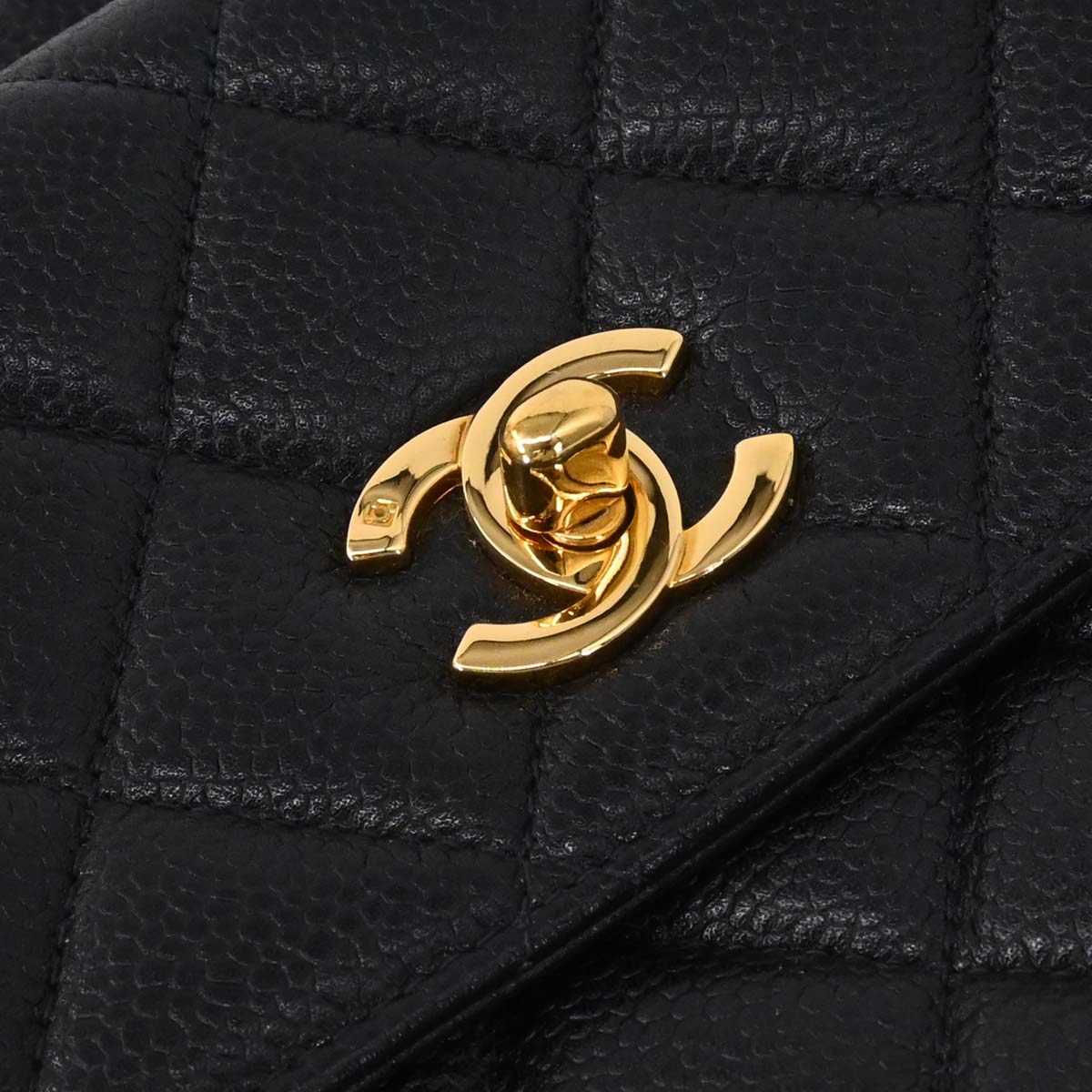 Chanel 1996-1997 Black Caviar Skin Shoulder Bag