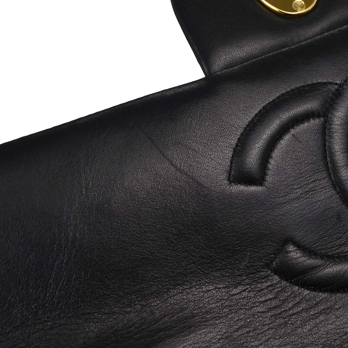 Chanel 1994-1996 Black Lambskin Maxi Classic Flap Shoulder Bag