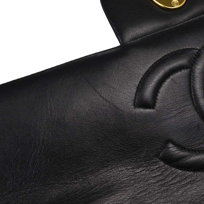 Chanel 1994-1996 Black Lambskin Maxi Classic Flap Shoulder Bag