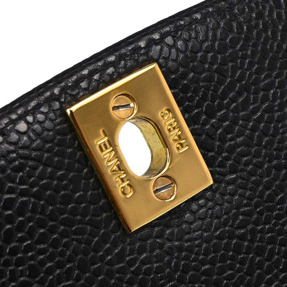 Chanel 1994-1996 Black Caviar Skin Medium Diana Shoulder Bag