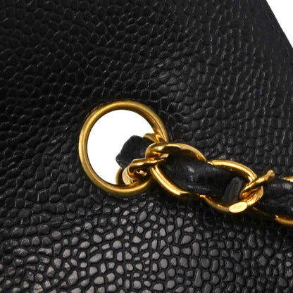 Chanel 1994-1996 Black Caviar Skin Medium Diana Shoulder Bag