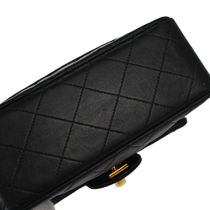 Chanel 1994-1996 Black Lambskin Mini Classic Square Flap Shoulder Bag 17