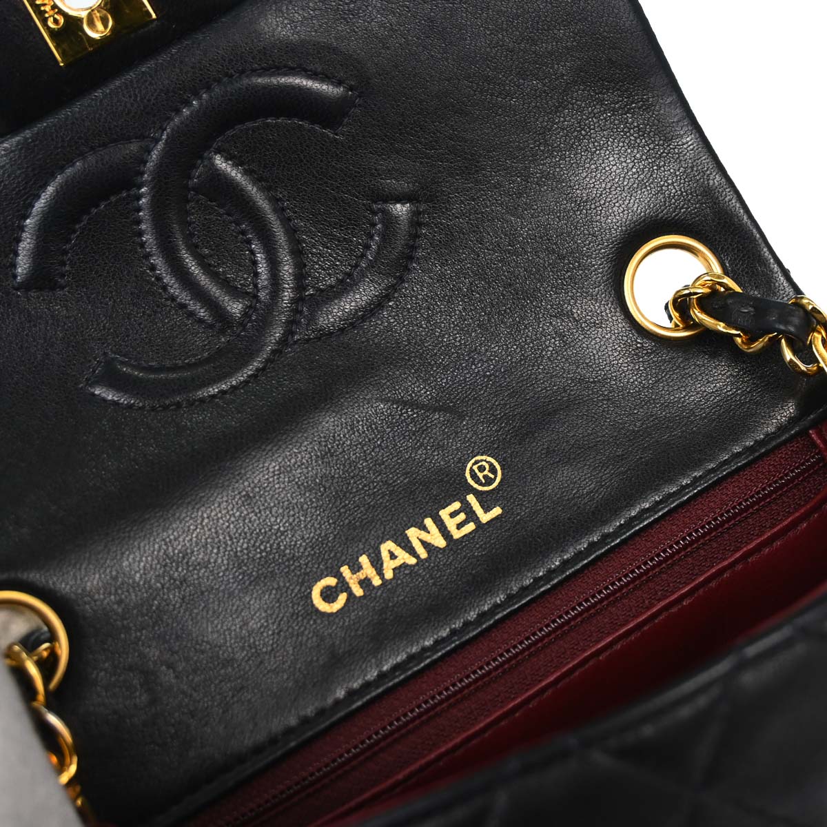 Chanel 1994-1996 Black Lambskin Mini Classic Square Flap Shoulder Bag 17