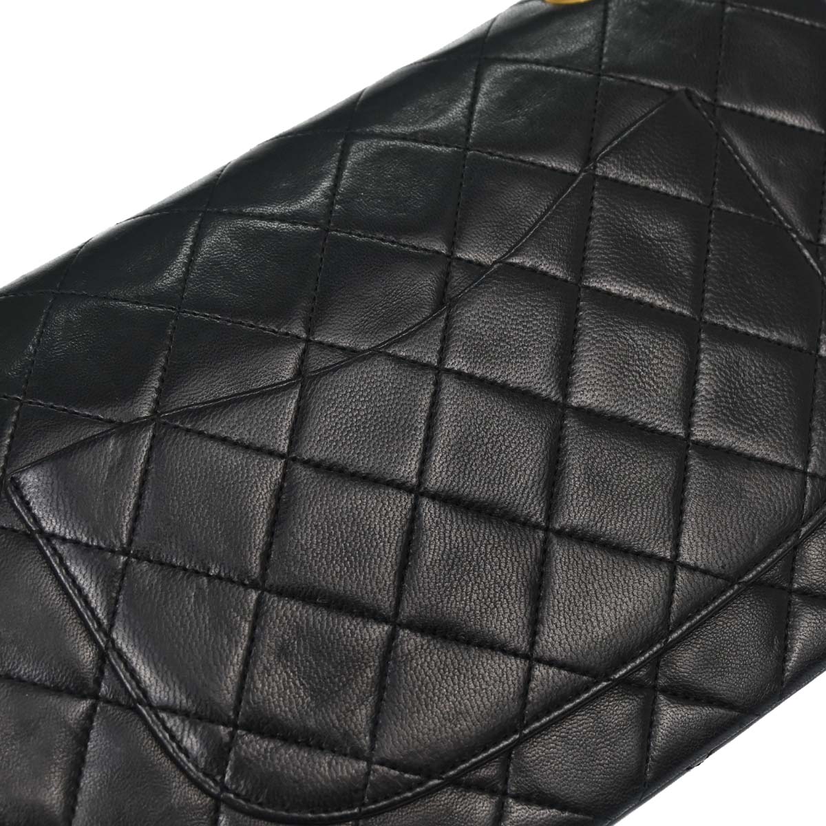 Chanel 1986-1988 Black Lambskin Medium Classic Double Flap Shoulder Bag
