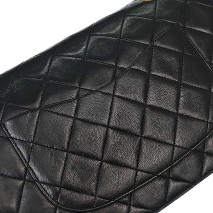 Chanel 1986-1988 Black Lambskin Medium Classic Double Flap Shoulder Bag