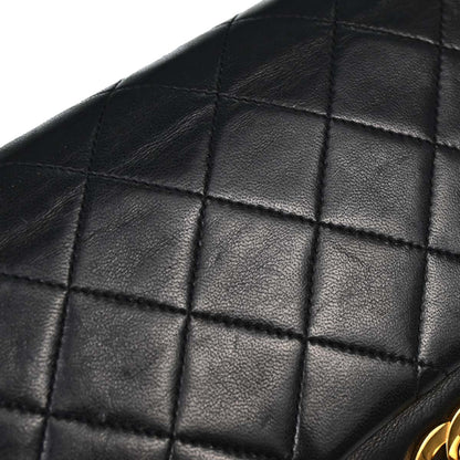 Chanel 1986-1988 Black Lambskin Medium Classic Double Flap Shoulder Bag
