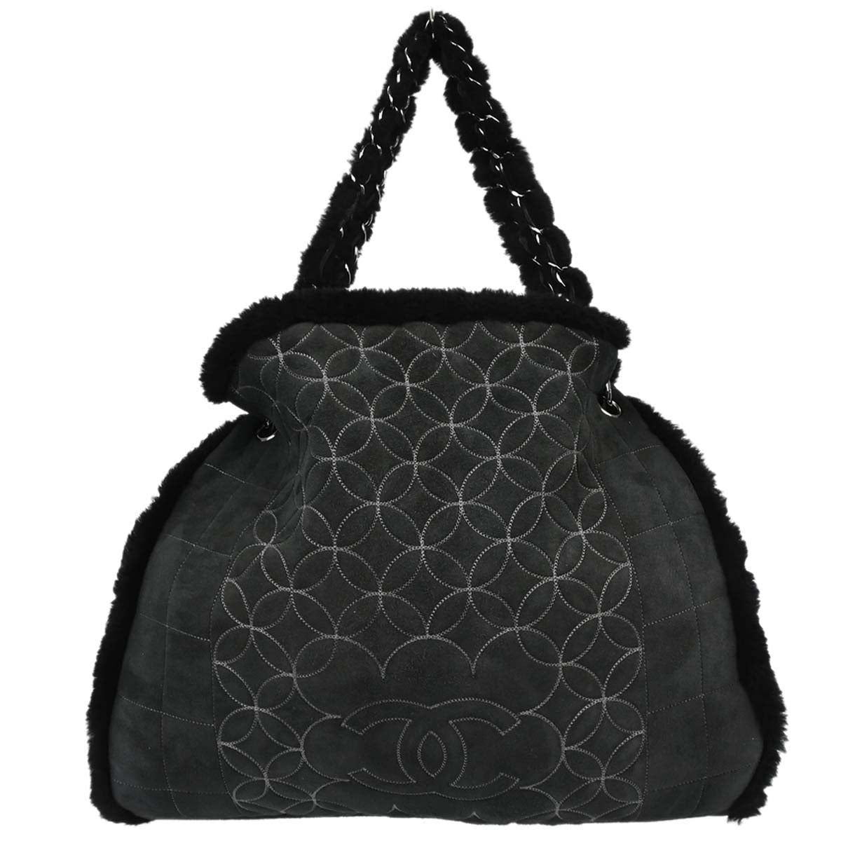 Chanel Black Mouton Choco Bar Tote Handbag