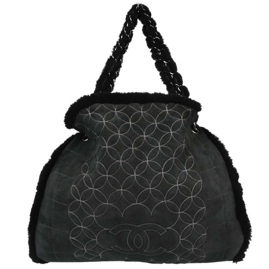 Chanel Black Mouton Choco Bar Tote Handbag
