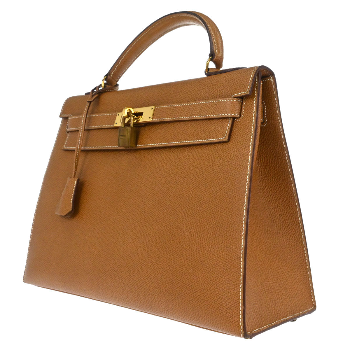 Hermes Gold Courchevel Kelly 32 Sellier Handbag
