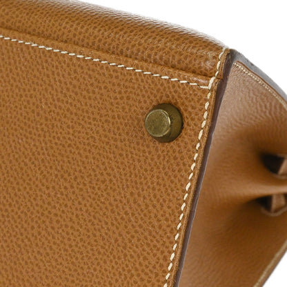 Hermes Gold Courchevel Kelly 32 Sellier Handbag