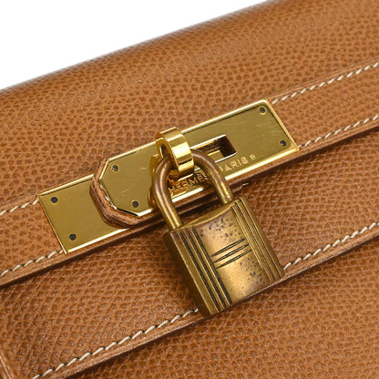 Hermes Gold Courchevel Kelly 32 Sellier Handbag