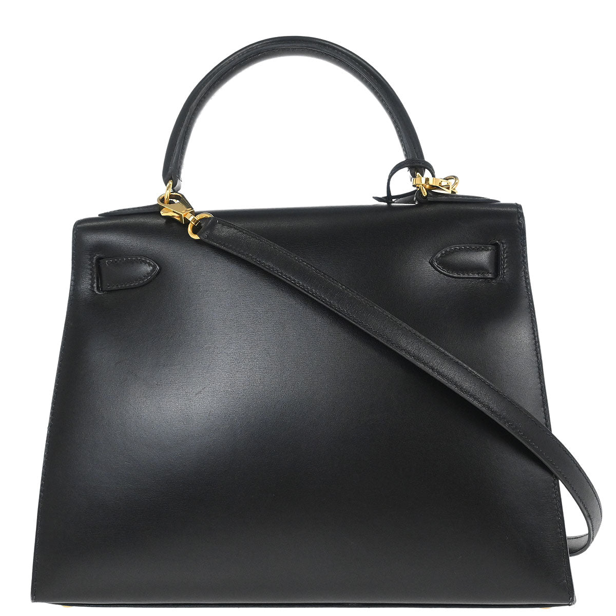 Hermes Black Box Calf Kelly 28 Sellier 2way Shoulder Handbag