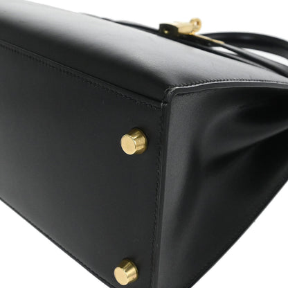 Hermes Black Box Calf Kelly 28 Sellier 2way Shoulder Handbag
