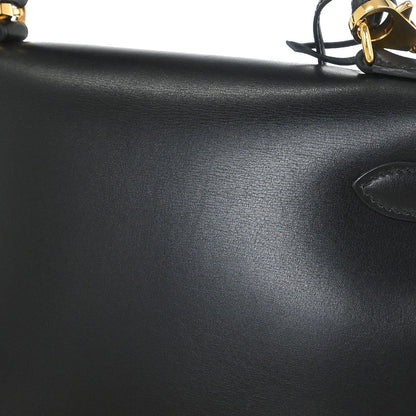 Hermes Black Box Calf Kelly 28 Sellier 2way Shoulder Handbag