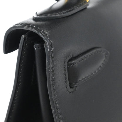 Hermes Black Box Calf Kelly 28 Sellier 2way Shoulder Handbag