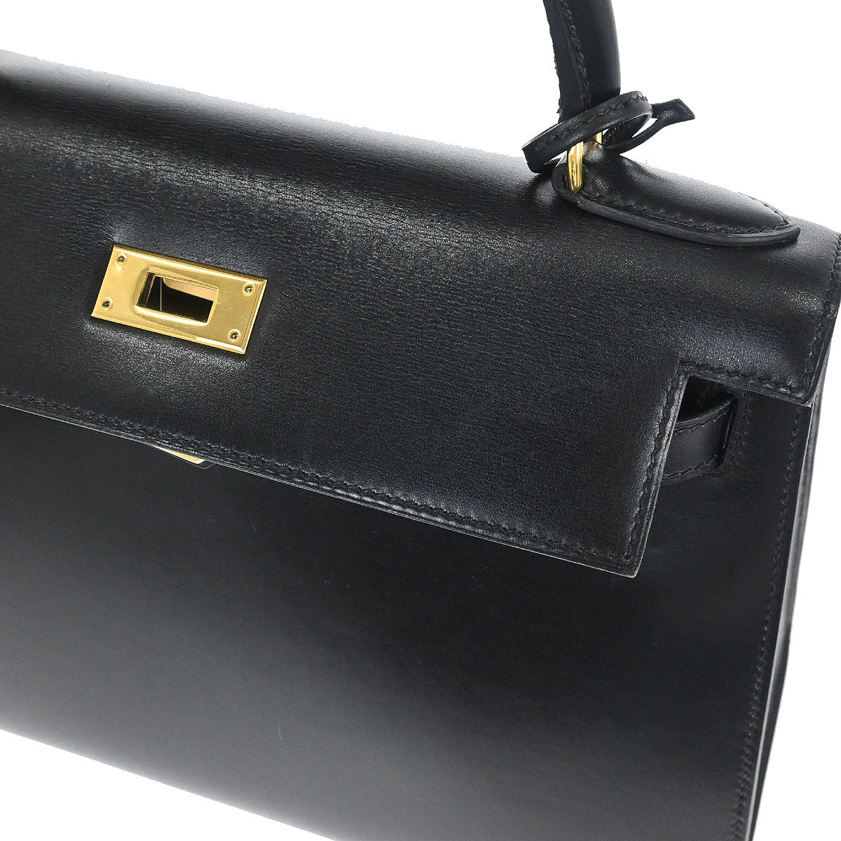 Hermes Black Box Calf Kelly 28 Sellier 2way Shoulder Handbag