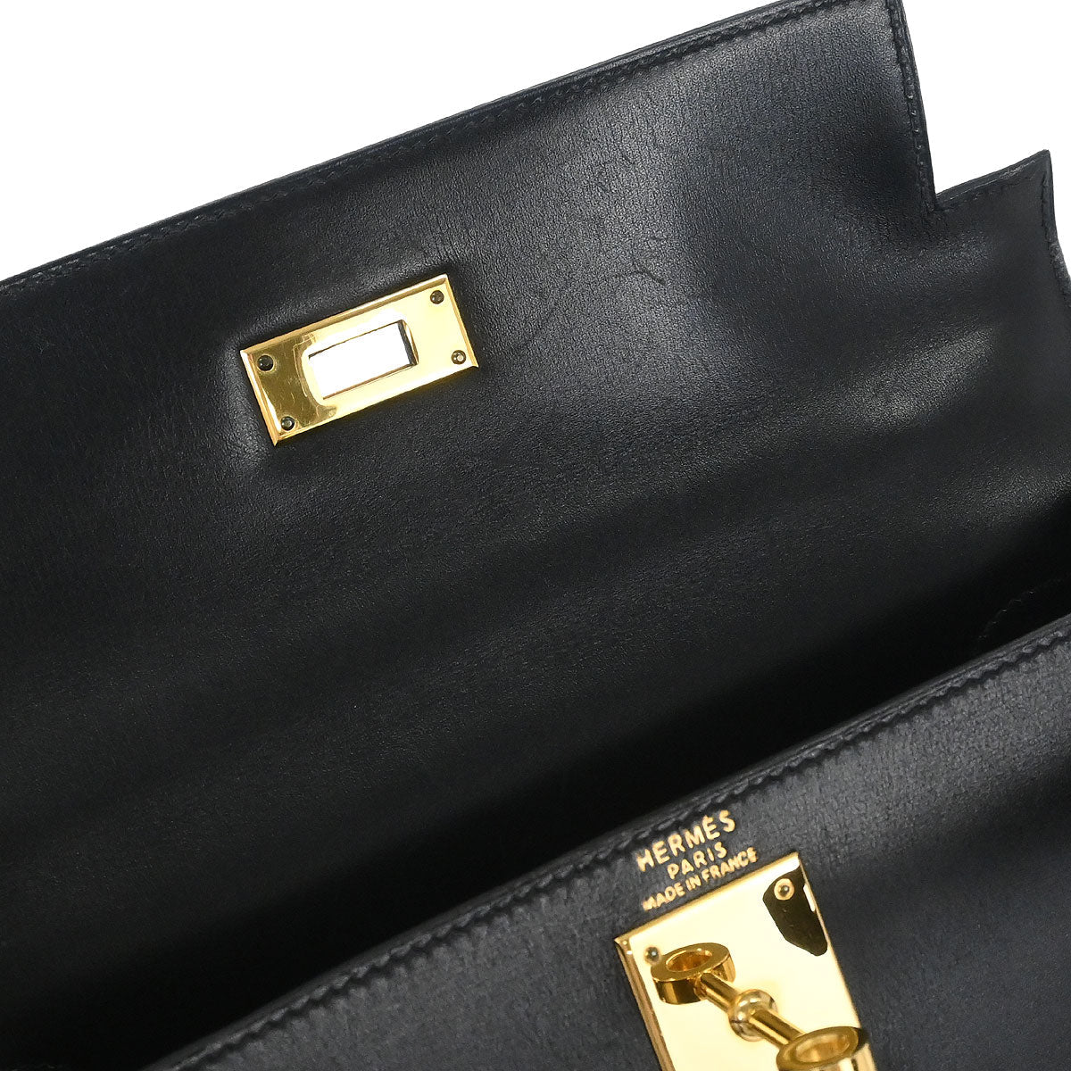 Hermes Black Box Calf Kelly 28 Sellier 2way Shoulder Handbag