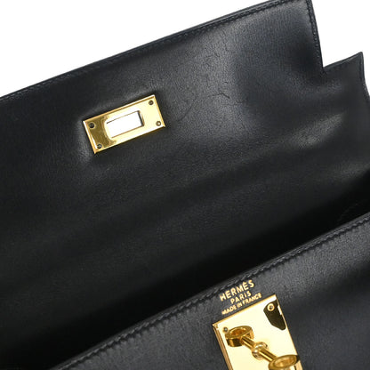 Hermes Black Box Calf Kelly 28 Sellier 2way Shoulder Handbag