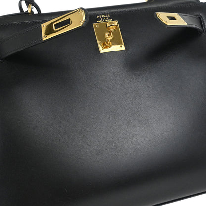 Hermes Black Box Calf Kelly 28 Sellier 2way Shoulder Handbag