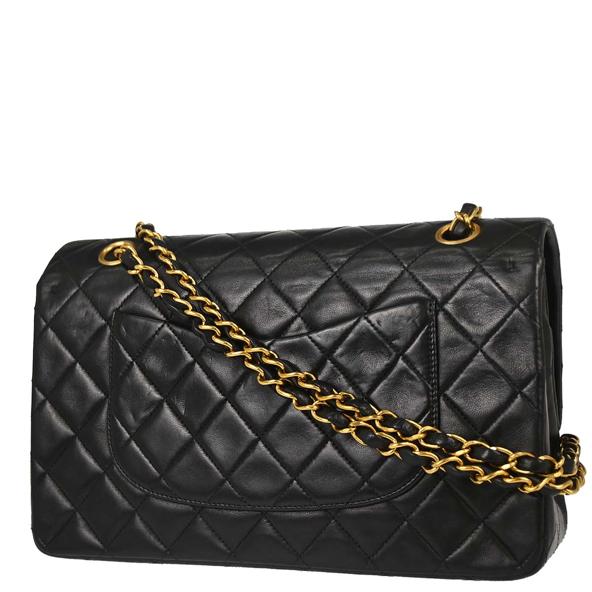 Chanel 1994-1996 Black Lambskin Medium Classic Double Flap Shoulder Bag