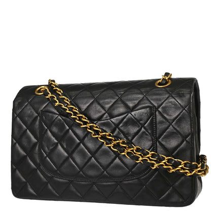 Chanel 1994-1996 Black Lambskin Medium Classic Double Flap Shoulder Bag