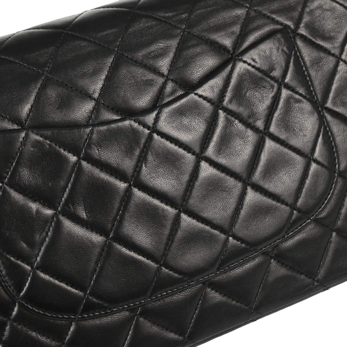 Chanel 1994-1996 Black Lambskin Medium Classic Double Flap Shoulder Bag