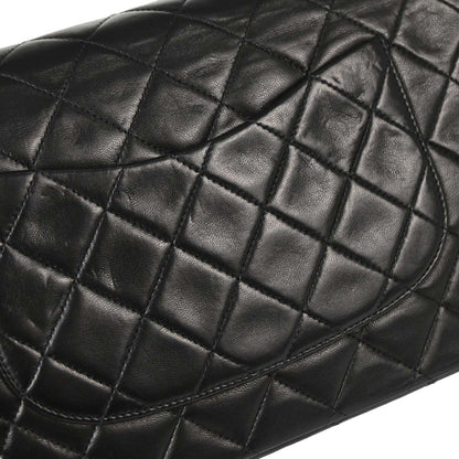 Chanel 1994-1996 Black Lambskin Medium Classic Double Flap Shoulder Bag